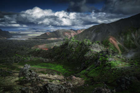Colorful mountains in Landmannalaugar, Iceland beautiful nature landscapeの写真素材