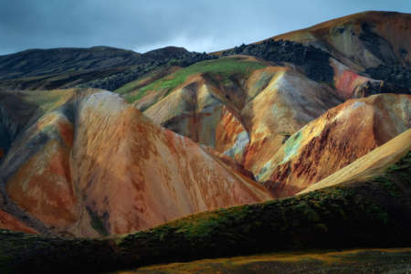 Landmannalaugar colorful rhyolite mountains in Iceland. Beautiful nature landscape in the dayの写真素材