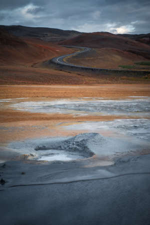 Namafjall Hverir geothermal area Northeast Iceland landscapeの写真素材