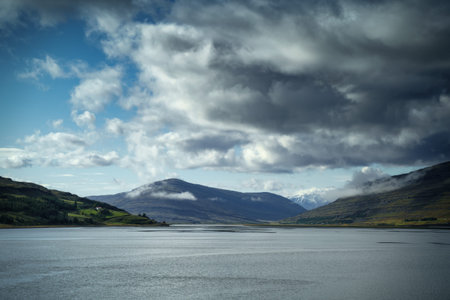 Lagarfljot or Logurinn lake in East Iceland. Nature landscape
