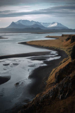 Icelandic beautiful nature landscape. Northwest Iceland in the dayの写真素材