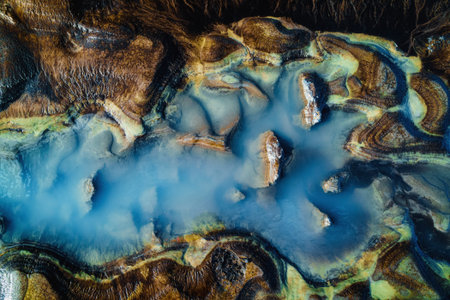 Abstract nature background. Colorful vibrant puddle in Iceland
