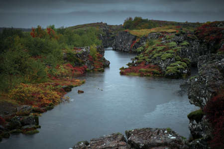 Icelandic nature landscape of Thingvellir National Park. South Icelandの写真素材