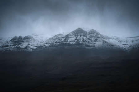 Northwest Iceland beautiful nature dramatic landscape. Low clouds on mountainsの写真素材