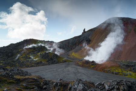Colorful mountains at Landmannalaugar in Fjallabak natural reserve, South Iceland. Beautiful nature landscapeの写真素材