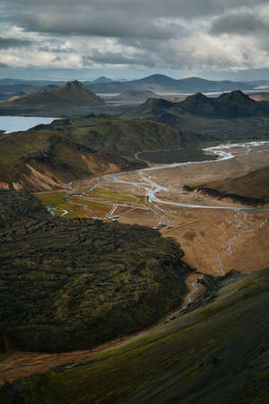Colorful mountains at Landmannalaugar in Fjallabak natural reserve, South Iceland. Beautiful nature landscapeの写真素材
