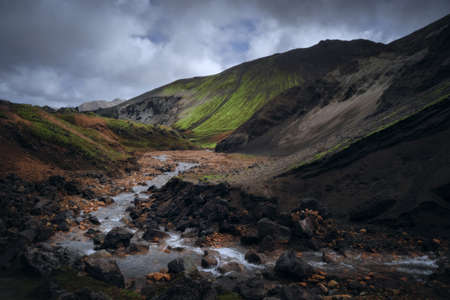 Landmannalaugar in Fjallabak natural reserve, South Iceland. Beautiful nature landscapeの写真素材