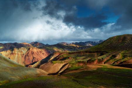 Colorful mountains at Landmannalaugar in Fjallabak natural reserve, South Iceland. Beautiful nature landscapeの写真素材