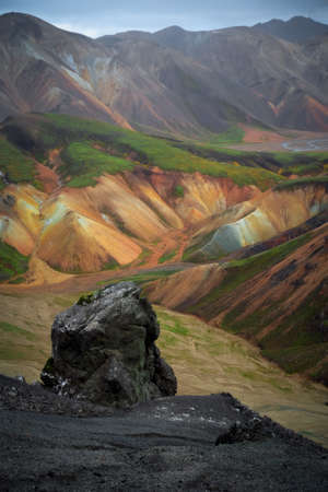 Colorful mountains at Landmannalaugar in Fjallabak natural reserve, South Iceland. Beautiful nature landscapeの写真素材