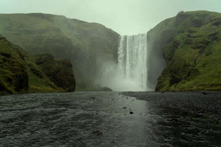 Skogafoss waterfall in South Iceland. Beautiful nature landscapeの写真素材