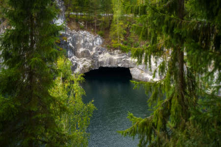 Marble canyon in Ruskeala Nature Reserve in Republic of Karelia, North Russiaの写真素材