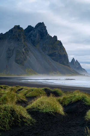Vestrahorn mountain at Stokksnes cape in East Iceland in the morningの写真素材