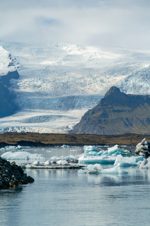 Jokulsarlon Glacier Lagoon in East Iceland. Iceberg on the water