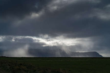 West Fjords or The Westfjords is region in north Iceland. Dramatic moody sky nature landscapeの写真素材