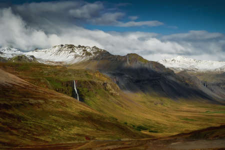 Snow mountains in Iceland. Beautiful nature landscape in the dayの写真素材