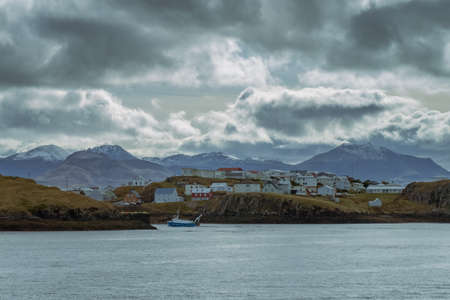 View of cityscape Stykkisholmur town, West Iceland, Snaefellsnes (SnÃ¦fellsnes) peninsulaの写真素材