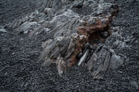 Basalt rock background. Western Iceland nature. Selective focusの写真素材