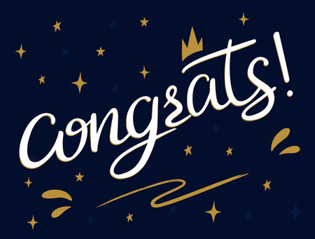Congrats lettering card, bannerのイラスト素材