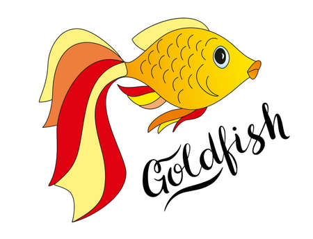 Gold fish cartoon vector illustration. Underwater sea animal vector illustration.のイラスト素材