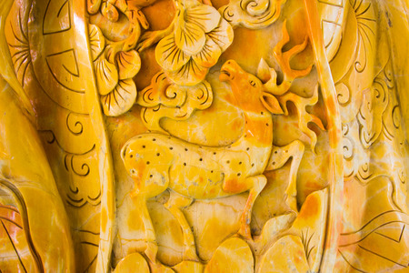 wood carved on temple Thailandのeditorial素材