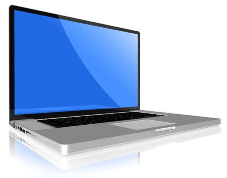 High quality render of gray high-end laptop computer with white screenの写真素材