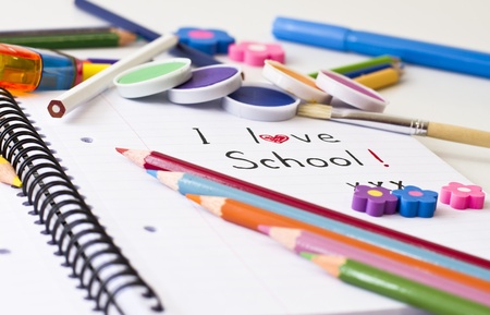Things for school on white backgroundの写真素材