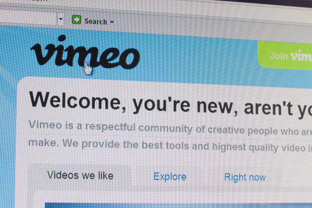 Galati, Romania - October 1, 2011: Part of vimeo.com site in web browser on LCD screen. Vimeo is a...