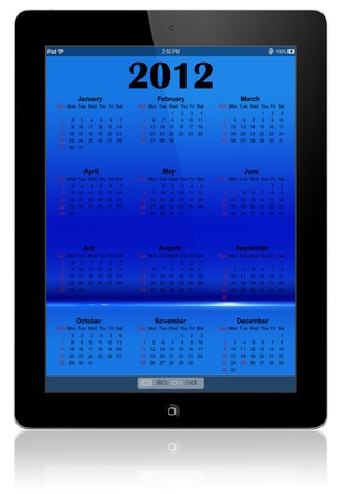 This is a calendar for 2012 in IPad. のeditorial素材