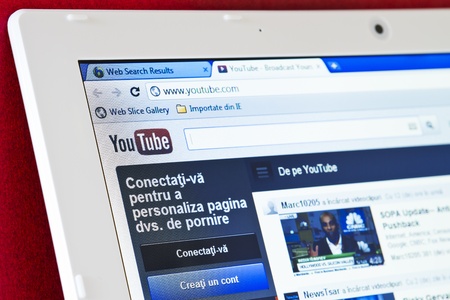 Galati, RO - JAN  31: YouTube turned 7 years old this year and announced that it gets 3 billion views per day and 48 hours of video uploaded per minute on January 31, 2012 in Galati, Romaniaのeditorial素材