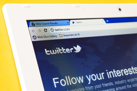 GALATI, RO - JAN 31: Twitter changes to online and mobile versions of the microblogging site and a simplified design to make it easier to connect with others on JAN 3, 2011 in Galati, Romaniaのeditorial素材
