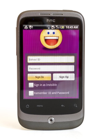 HTC DESIRE HD SHOWING YAHOO MESSENGERのeditorial素材