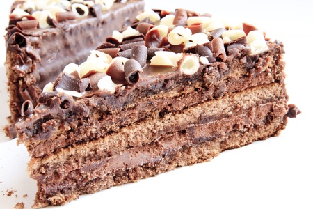 chocolate cake with cocoa and coffee beansの写真素材