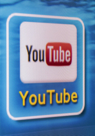 Galati, Romania - Januarie 16, 2013: YouTube app icon on a Tv screen. YouTube is the World's most...