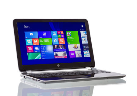 Galati, Romania - Junie 10, 2014: HP Pavilion 15-n230us Notebook PC (ENERGY STAR) with Windows 8.1,...