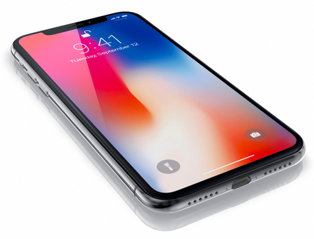 Galati, Romania - September 20, 2017: 3D Render of a two  New iPhone X (Ten) Illustrative Editorial Image, on white background.のeditorial素材