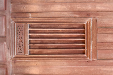 Brown wood window, Thai design window.