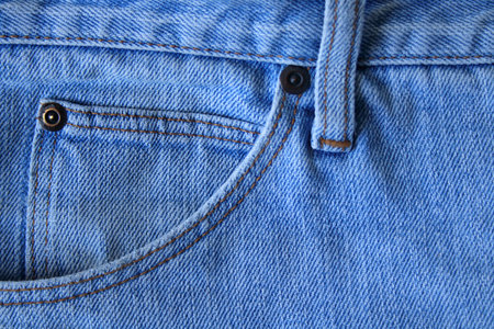 Blue denim Jeans texture and small pocket front side.の写真素材