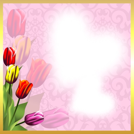 The card for Valentine's day. Picture of love. Tulips.の写真素材