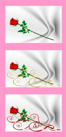 Valentine's Day cards with red roses. Cartoon images of love. A gift for a loved one.の写真素材