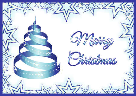 Christmas card design in blueの写真素材