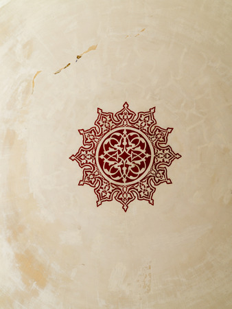Red ornament detail in the courtyard of the Blue Mosque (Sultan Ahmed Mosque), Istanbul, Turkeyの写真素材