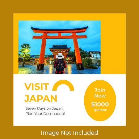 Vintage Japan travel postcard template. Travel and tourism concept.のイラスト素材