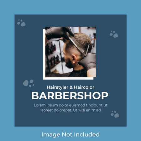 Barber shop banner design template. Professional hairdresser cutting hair of young man.のイラスト素材