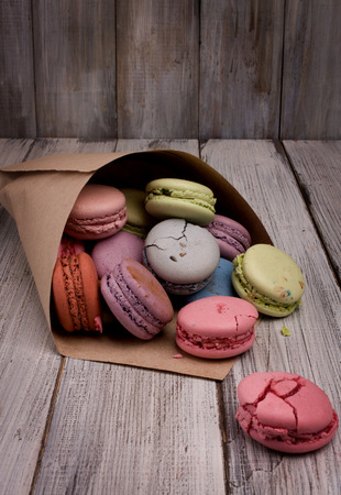 Delicate multi colored sweet macaroon. Gorgeous dessert.の写真素材