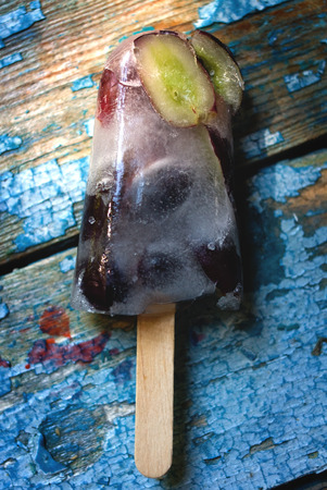 Homemade fruit ice cool sweet summer dessert.の写真素材