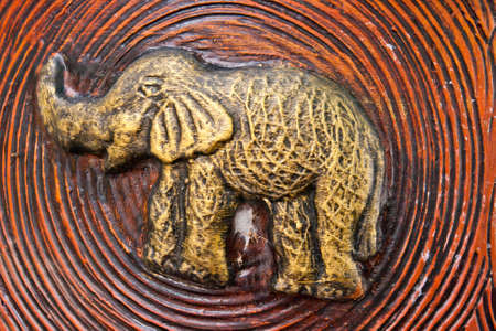 Thai Elephant on the outdoor temple wall の写真素材