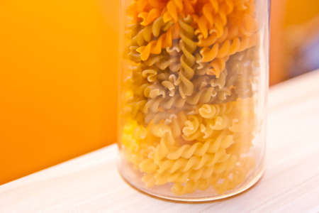 Close-up of italian pasta - spiral shapedの写真素材