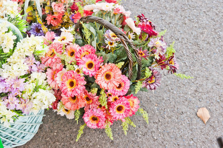 beautiful colorful flowers in flower shop 