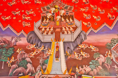 Native art on the wall in the templeのeditorial素材