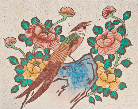 Art on Chinese Temple Wallの写真素材